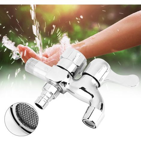 Robinet multifonctionnel à double usage, fileté G1/2", corps entièrement en cuivre, à ouverture rapide, pour machines à laver, balais et éviers. (1/5)
