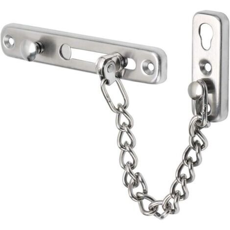 Pr Chaîne antivol de porte en acier inoxydable, boucle de porte à chaîne (acier inoxydable 304 argent brossé) (1/4)