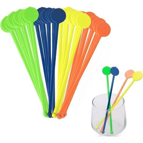 Agitateurs à cocktail - YSTP - Lot de 80 - Plastique - 17,8 cm - Multicolores Multicolores multicolore SHAKER (1/5)