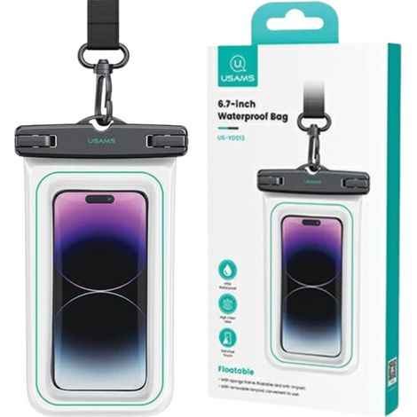Funda impermeable Usams de 6,7 pulgadas, IP68, color blanco, FSD1302 (US-YD013) (1/5)