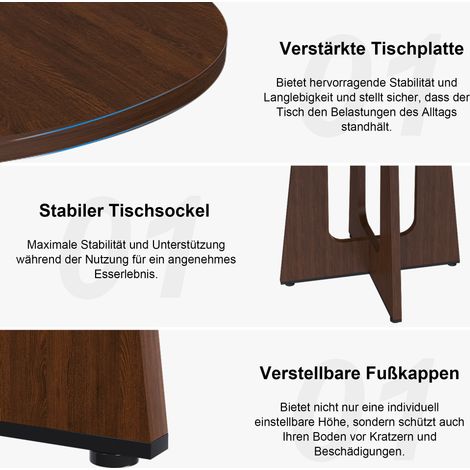 Ensemble repas modulaire rond avec table MDF finition noyer et 4 chaises en chêne massif (1/5)