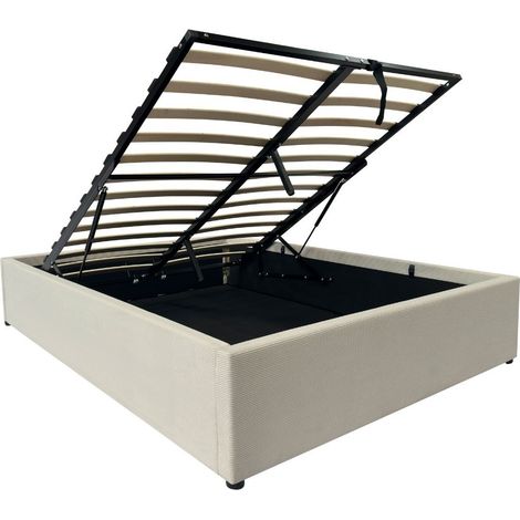 Letto contenitore 140x190 cm rivestito in velluto - ROMY
