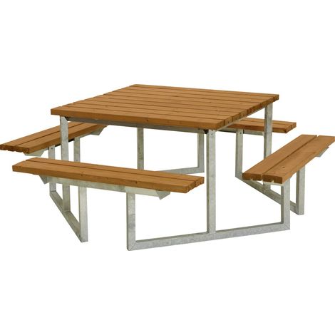 Plus Picknicktisch Twist Stahl-Holz 204 x 204 x 73 cm teak (1/3)