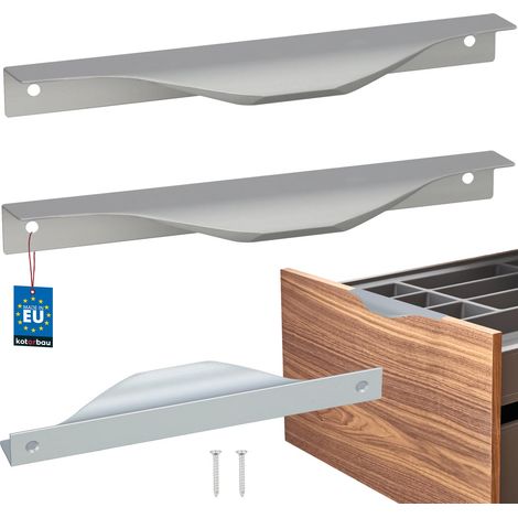 KOTARBAU® Moderner Möbelgriff aus Aluminium mit silberner Kante, 160/180 mm, 2er-Set