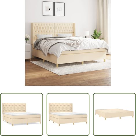 vidaXL Kopfteil - Boxspringbett mit Matratze Creme 180x200 cm Stoff (1/5)