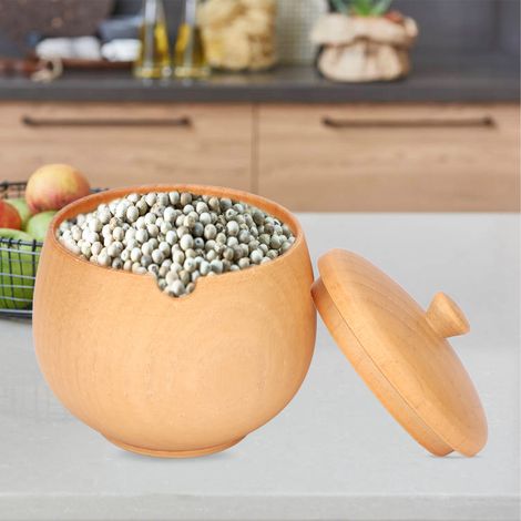 Pot à épices en bois de style japonais, fabriqué en bois de jujubier, adapté à un usage domestique en cuisine. (1/5)