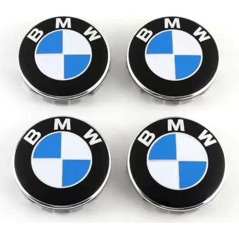 Convient pour le logo de moyeu de roue BMW - voiture 68 mm - lot de 4, adapté pour les voitures, noir, blanc, bleu, argent (1/3)
