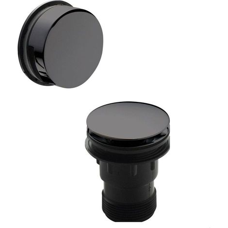 Round Push Button Bath Waste - 70 x 70mm - Brushed Pewter