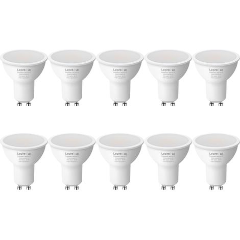Ampoule GU10 LED - Lot de 10 - Blanc Chaud 2700K - Éclairage Large 100° - Salon Cuisine Bureau - 4,5W (1/5)