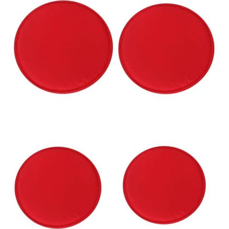 Lot de 4 coussins de chaise ronds, 30 x 30 x 1 cm, polyester, rouges, antidérapants (1/5)