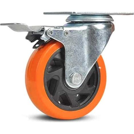RUOTA RUOTE ROTELLA CARRELLO 125x32 mm 5&quot CARRELLI STAFFA GIREVOLE FRENO 431b