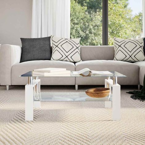 Couchtisch Weiß Transparent 95x55x40 cm Hartglas vidaXL (1/5)
