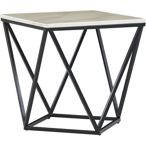 Mesa auxiliar efecto mármol beige negro 50 x 50 cm MDF jaula glamour Malibu (1/5)