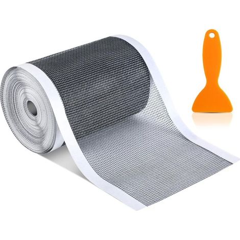 Attrape-cheveux auto-adhésif pour canalisations : autocollants anti-obstruction en maille découpable pour douche/salle de bain/cuisine (gris, 10 cm x 10 m) (1/5)