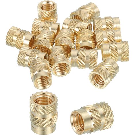 16 Pcs Insert Fileté Métal, M6 Inserts en Laiton ThermoFixés, M6x8x10mm pour Impression 3D et Matériaux Plastiques Écrous Femelles Moletés pour Produits Électroniques (1/5)
