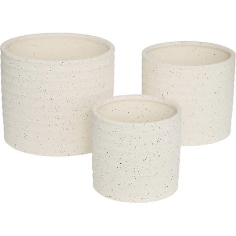 Lot de 3 Cache-Pots en Céramique "Elly" 25cm Blanc