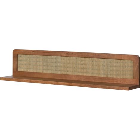 Wandregal Mango Massivholz hellbraun lackiert 120x20x25 cm MIZUMI 120 Massivmoebel24 (1/5)