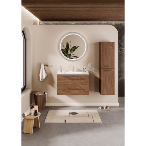 Meuble NEPTUNE Héritage Chêne 80 cm - Miroir Perle (1/5)
