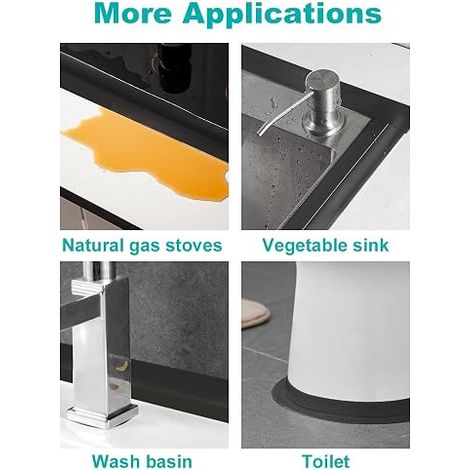 Zelfklevend afdichtingsband, Waterdicht plakband, Op de keuken/toilet/badkamer in de hoek.Voorkomt vocht en voorkomt schimmel Noir