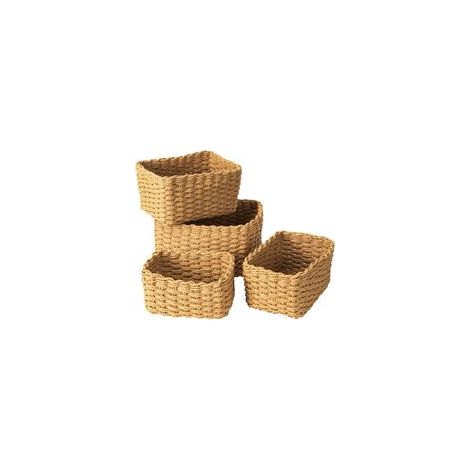 Lot de 4 paniers de rangement en osier naturel tissé – Dimensions L-251812 cm, M-221611 cm, S-201310 cm, XS-17119 cm – Corbeilles empilables (1/5)