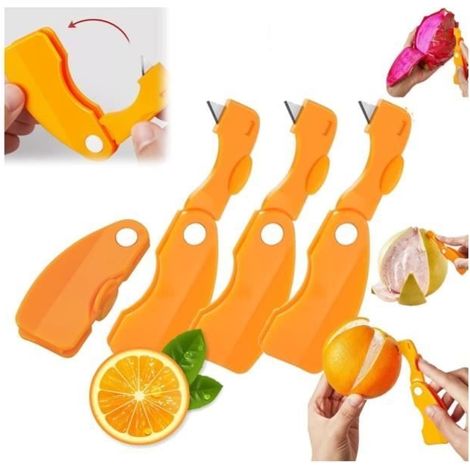 3 pièces Éplucheur multifonction pliable 3 en 1, éplucheur d'orange, cuisine créative, outil de cuisine à lame tranchante, éplucher (1/4)