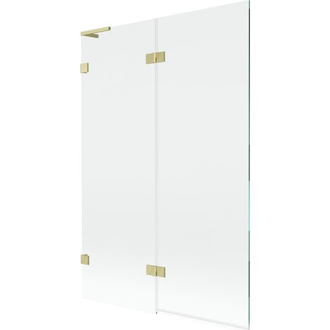 Paroi de bain Mexen Lunar L à 2 volets gauche 120 x 150 cm, transparent, doré brossé - 897L-120-100-55-00-L (1/5)