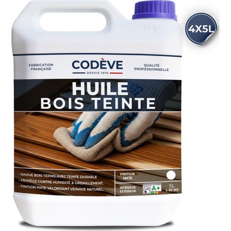 Huile Teintee Bois - 4x5 L - Codeve Bois - Pin orégon - Pour La Protection D'un Bardage, Volet, Persienne, Huisserie Ou Fenêtre.