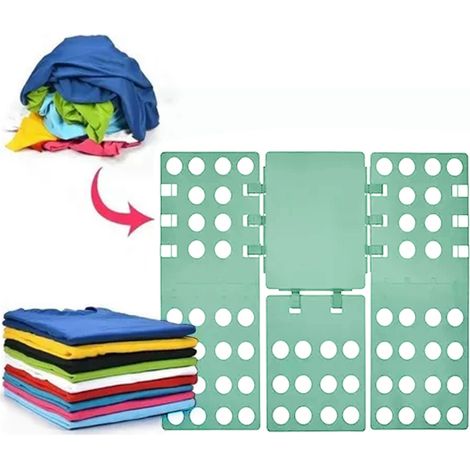 Planche à plier les vêtements (T-shirts), structure stable et pratique, modèle vert 1, gain de temps et d'efforts (1/5)