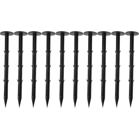 QAZQA Lot de 10 clous de jardinage en plastique pour plantes - Anti-herbe - Outils de fixation pour tuteurs de plantes - Maintien des bordures de pelouse - Pour tentes et bâches de pluie (1/5)