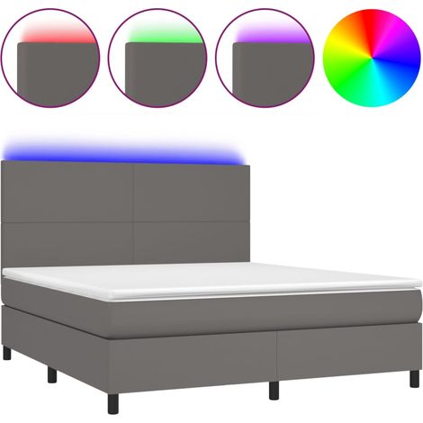 Maison Exclusive - Boxspringbett mit Matratze & LED Grau 180x200