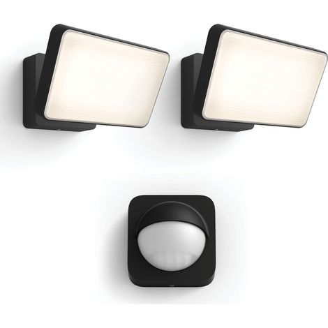 Philips Hue Welcome Lot de 2 projecteurs (Noir) Lumière blanche chaude - Incl. Détecteur de mouvement extérieur - White (1/5)