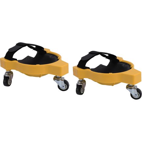 1 paire de genouillères à roulettes pivotantes à 360° pour la pose de carrelage, la maçonnerie et la réparation automobile (jaune) (1/5)