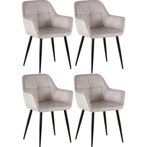 Set 4 sedie da pranzo Emia in velluto grigio chiaro Velluto