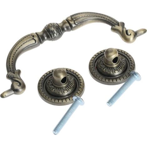 Ensemble de 2 poignées de tiroir coulissantes vintage en bronze pour commode, avec un espacement des trous de 96 mm, boutons de meubles anciens avec vis pour commodes, tiroirs, armoires et penderies.