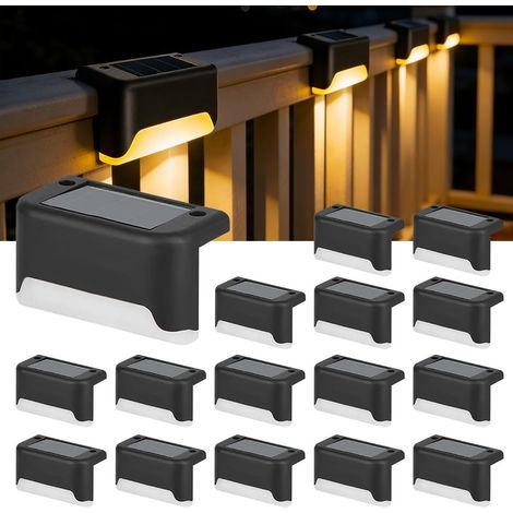 Set mit 16 Solar-Außenleuchten, Solar-Außenleuchten, LED-Beleuchtung, Solar-Außenleuchten, Solar-Treppenleuchten, IP65 wasserdichte Dekoration für Balkon, Zaun, Treppe, Wand [Energieklasse A] (1/5)