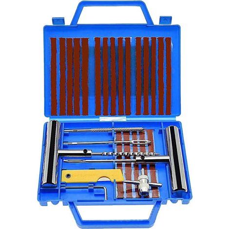 38PCS Kit de Réparation de Pneu, Kit de Reparation avec Gants Jetables, Tubeless Roue De Pneu Crevaison Outil De Rectification Set (1/5)