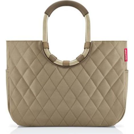 Reisenthel OR5047 Loopshopper L Cestino per shopping in poliestere riciclato impermeabile 15 L con manici imbottiti e tasche interne ed esterne colore Beige