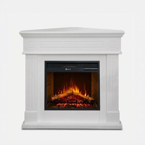 Divina Fire – Cheminée bioéthanol électrique d'angle – Puissance 900/1800W – Surface chauffée 30m² – Dimensions L110xP63xH102 cm (1/5)