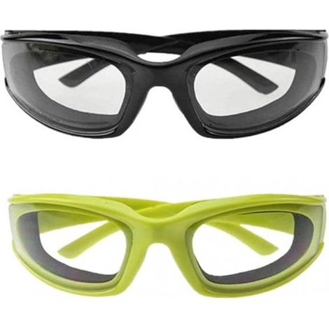 Juego de 2, Gafas para cebolla, Gafas de cocina para picar cebollas, Gafas protectoras, Antilágrimas picantes, Gafas para parrilla, Negras (1/5)