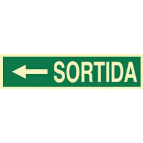 Señal en catalán: Sortida esquerra (flecha a la izquierda) (1/2)