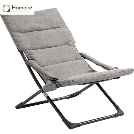 HOMAIRE Klappstuhl flexible en Textilene et acier, idéal pour jardin, terrasse et balcon, couleur grise