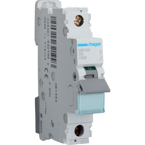 Hager MB199 Interruptor diferencial tipo B 1P 6A Gris Compacto