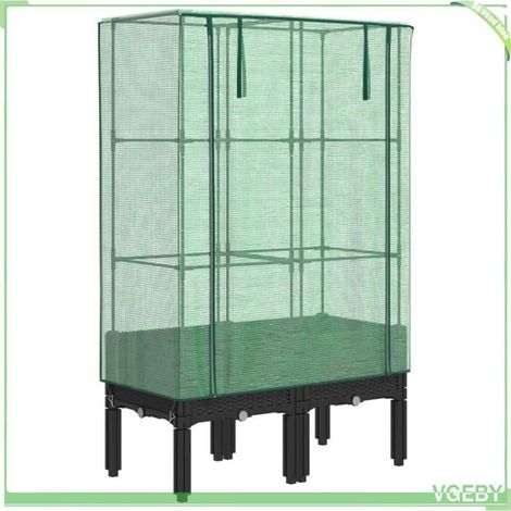 Jardinière surélevée avec housse - FAFEICY - 4015819 - 80x40x140 cm - PP avec housse PE imperméable - Aspect rotin noir (1/5)
