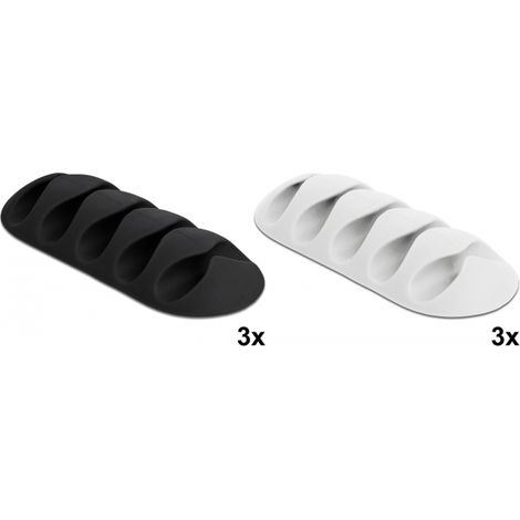 Delock Portacables con 5 pasamuros Juego de 6 piezas negro / blanco