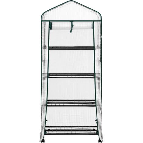 Serra da giardino con ruote e 4 ripiani in rete 70 x 50 x 163 cm PE e acciaio MODENUIT (1/5)
