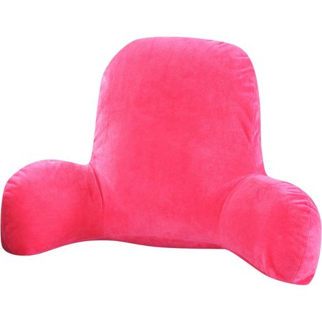 Cojín de lectura con reposabrazos, espuma viscoelástica triturada, soporte lumbar, lavable, para sofá, cama, suelo, rosa (1/5)