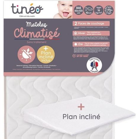Matelas Climatisé TINEO 60x120 cm - Epaisseur 10 cm - Livre avec un plan incliné 15° (1/5)
