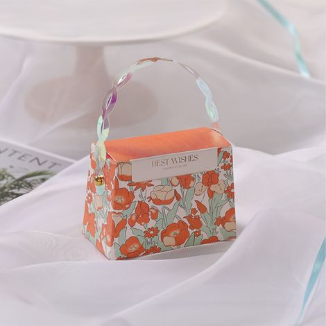 Boîte à dragées de mariage 10 pièces, coffret cadeau tendance, style européen, sac à main féminin, emballage de mariage, orange, 5107,5 cm. (1/5)