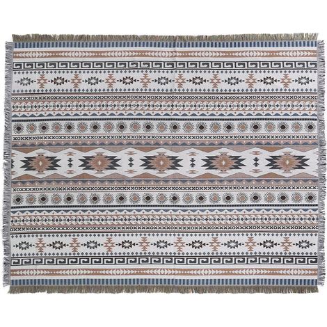 1 Pièce 160x130cm Couverture Plaid Treillis Tricotée Décorée avec des Franges Bohême Simple Doux Confortable Protéger Contre Le Froid pour Canapé Sofa Chaise à Repos et Sieste (1/5)