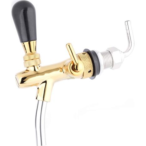 Zoternen Verstellbarer Bierhahn, Kompensator Schankhahn, Bierzapfhahn Einstellbare Edelstahl G5 / 8 Gewinde Bierhahn Chrome Fassbierhahn, Fassschaft, Hausbar für Bierfass-Kegging-System(Gold) (1/5)